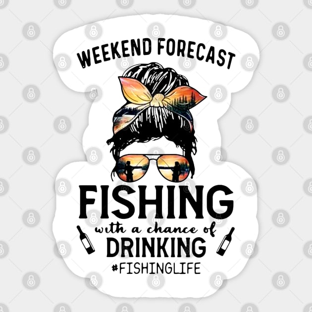 Weekend Forecast Fishing With a Chance Of Drinking Fishinglife Sticker by luxembourgertreatable